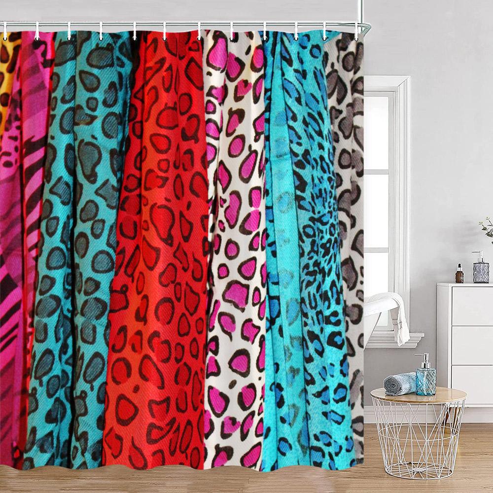 Leopard Pattern Shower Curtain Panther Wild Animals Modern Fashion Bathroom Decorations Ployester Bathtub Curtain with Hooks