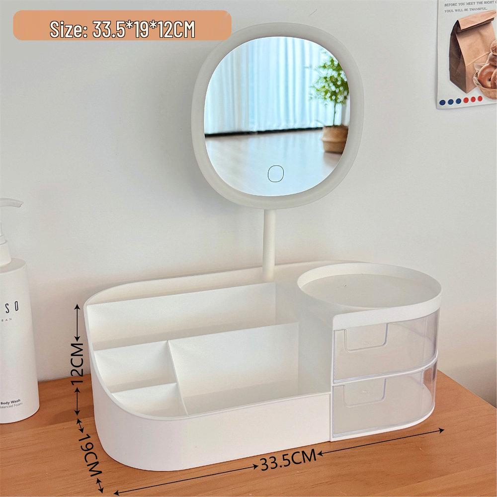 Multifunctional Makeup Organizer with Mirror and Skincare Storage