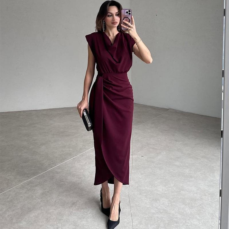 Slimming Fashion Off-Shoulder Long Sleeve Dress for Women - Spring 2025