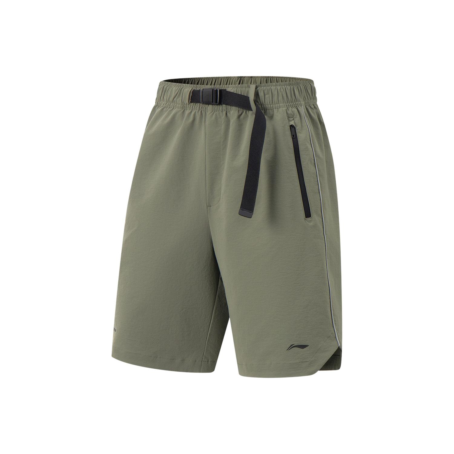 

Li-Ning Fitness Series Casual Quick-Dry Comfortable Versatile Ice Silk Cool Breathable Sports Shorts Men shorts Tea-Green AKSV281-7 S