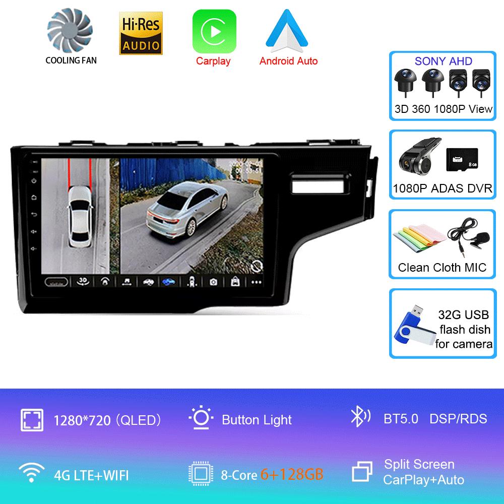 Car Radio Android 14 Carplay For Honda Jazz 3 2015-2020 Fit 3 GP GK 2013-2020 RHD Multimedia Video Player Stereo GPS Head Unit