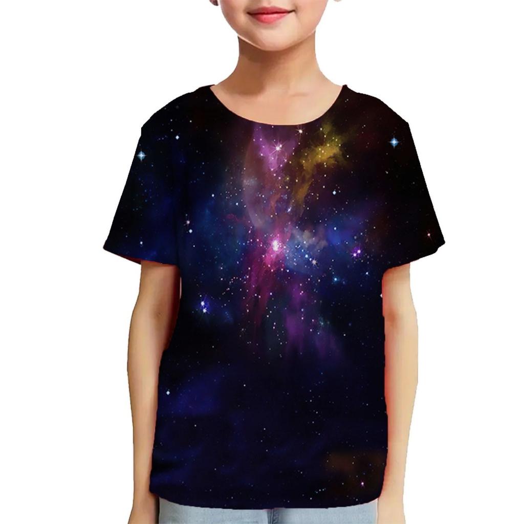 Fashion Children T-Shirts 3D Print Colorful Pattern Round Neck T-Shirts Casual Short Sleeve Tops Kids Tees Clothing