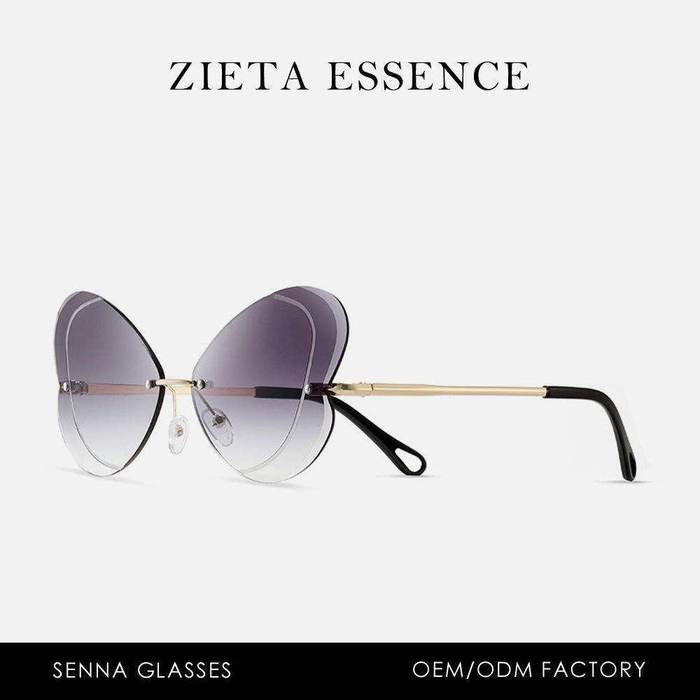 Butterfly Frameless Gradual Change Sunglasses Women Travel Street Shot Fresh And Sweet Decorative Sunglasses