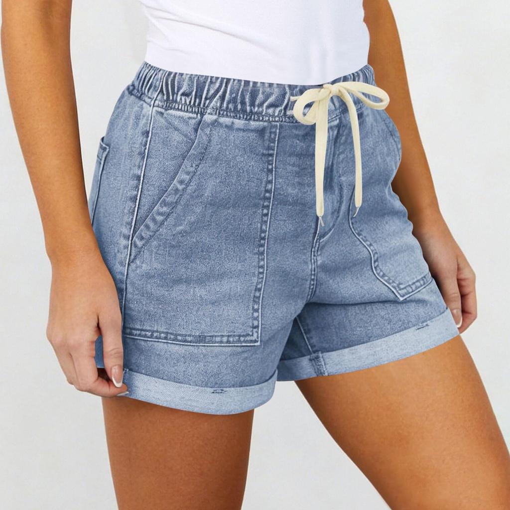Women's Color Jeans Stretch Slim Fit Distressed Denim Shorts