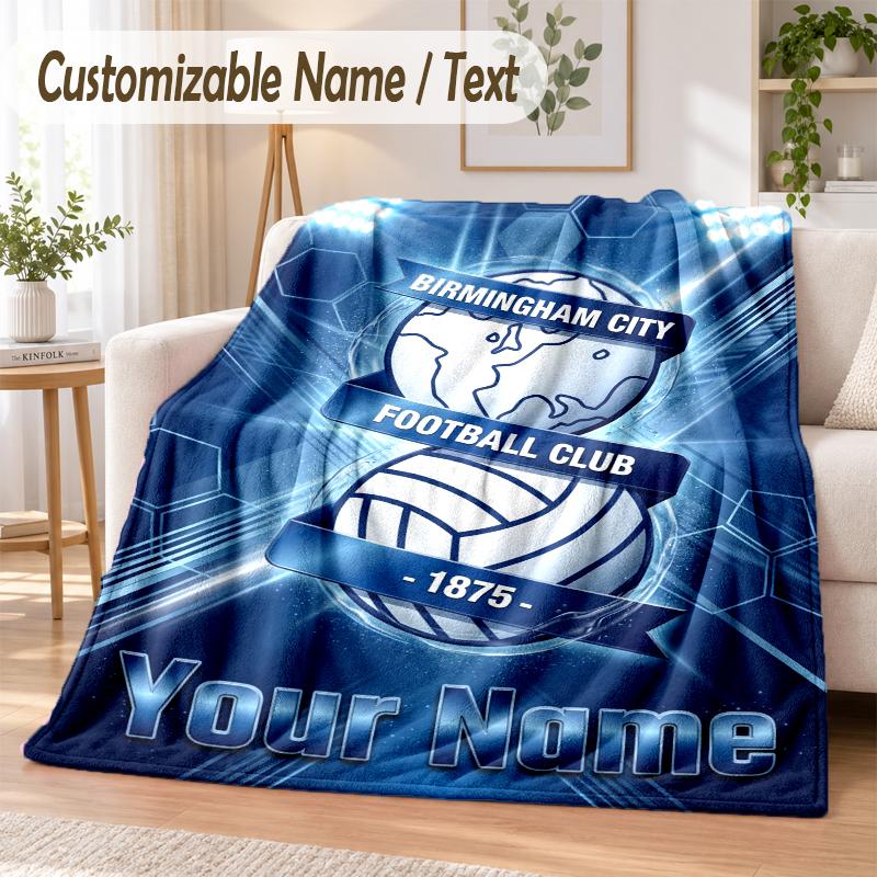 Personalisierte Flanelldecke BIRMINGHAM CITY Fußball-Print Warme Gemütliche Decke Zuhause Sofa Bettwäsche