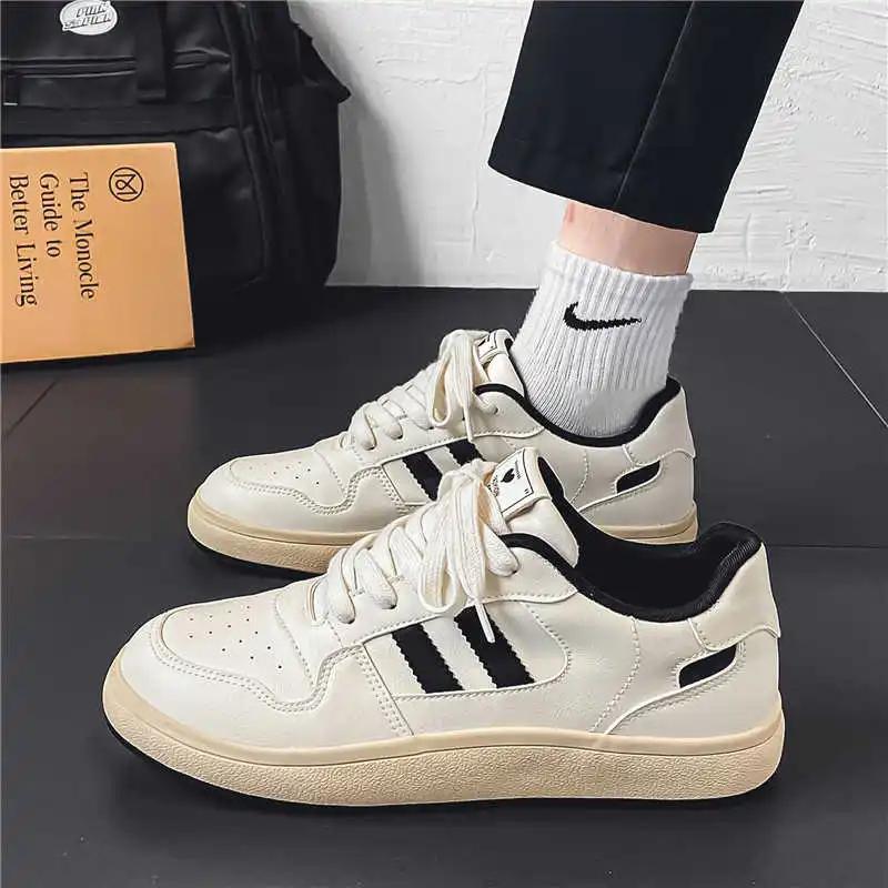 Natural Leather Thick Sole Skateboard Shoes Vulcanize Branded Men's Sneakers Outdoor Sport Different Type Cool Loafers