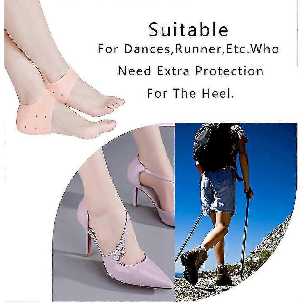 4 Pairs Silicone Gel Socks Heel Silicone Heel Protectors,Heel Sleeves,Heel Cups, Silicone Gel Heel Sleeve,Breathable Silicone Protective Heel