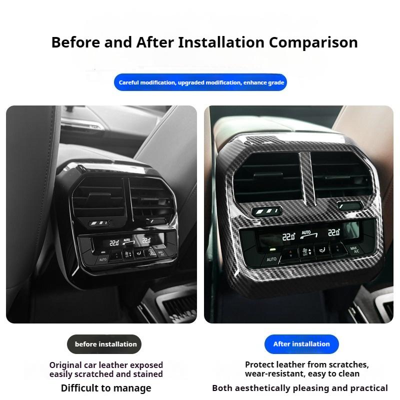 För BMW ix G08 2025-2025 modifiering mittkonsol växelpanel kolfiber mönster interiör växeldekoration biltillbehör