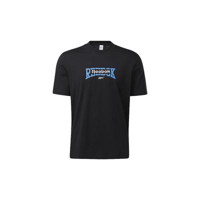 Reebok Klassischer Logo-Print Lässig Locker Bequem Schweißabsorbierend Rundhals Kurzarm T-Shirt Unisex T-Shirts Schwarz GV3452