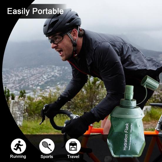 Soft Flask Water Bag Food-grade Collapsible Hydration Pack Bottle Reusable Leakproof Outdoor Water Flask for Running Hiking Cycling Climbing