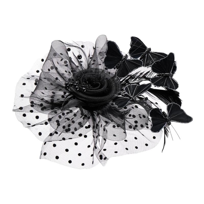 Bridal Fascinator with Faux Pearls Butterfly Headbands Hair Accessory For Weddings Adjustable Hair Clip Hair Decoration