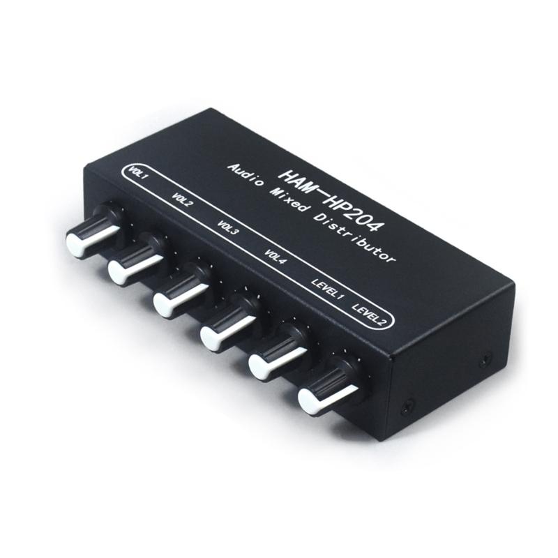 HP204 Stereo Headphones Amplifier Mixer 2 Channel Input 4 Output for Live Stage Auditory Mixing For Stage and Studio