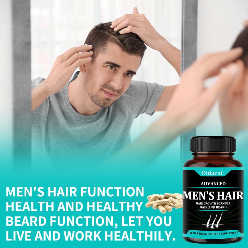 Men’s Hair & Beard Dietary Supplement, Saw Palmetto Extract Biotin Vitamin B‑6 Complex, 120 Capsules