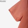 ZANZEA Women Casual Round Neck Summer Short Sleeve Dress