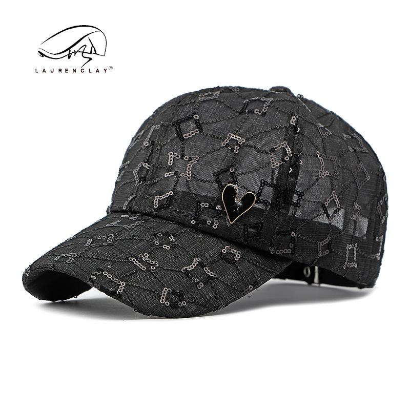 Fashion Hat Women's Personality Sequins Mesh Breathable Cap Summer Breathable Mesh Hardtop Baseball Cap Tide