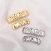 18K Gold Plated Kupfer Hip Hop Grillz mit Köperbindung - Oberes und Unteres Set, Europäischer Bestseller