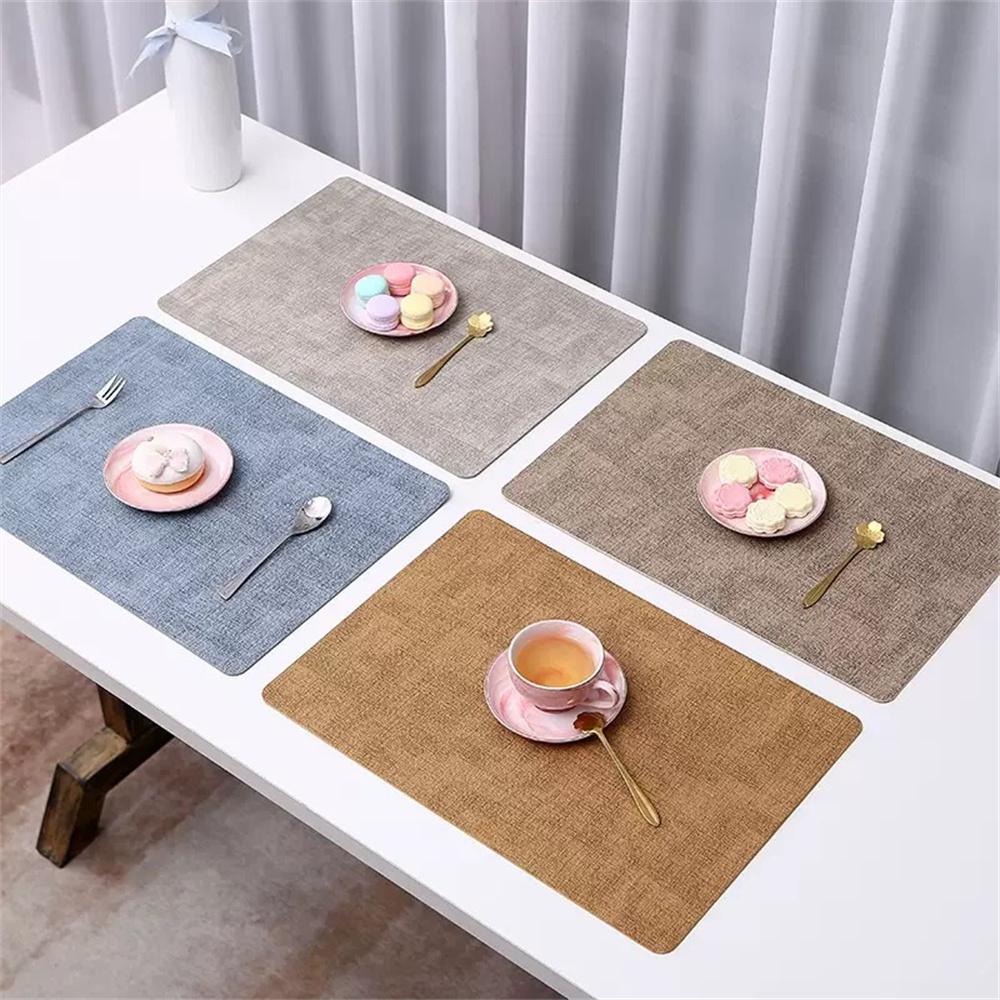 Single/Double-Sided Leather Placemats Rectangular Stylish Minimalist Placemats Heat-Resistant, Non-Slip, Waterproof, Insulated