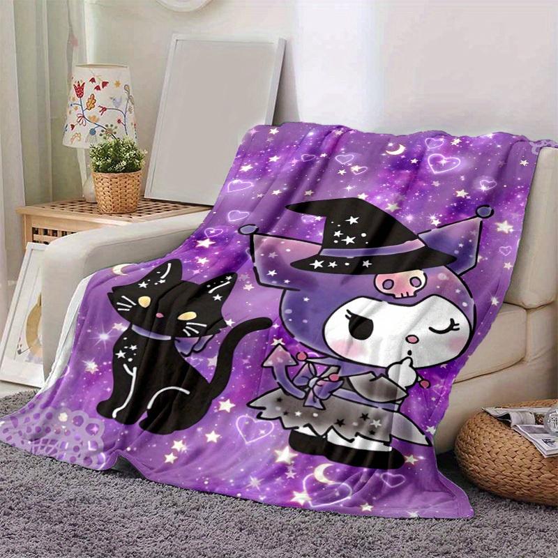 1pc, Sanrio Magical Witch and Cat Home Decor Blanket: Cozy Flannel Throw for Bedroom, Living Room, Travel, Camping, Car, Beach, Office Naps – Perfect