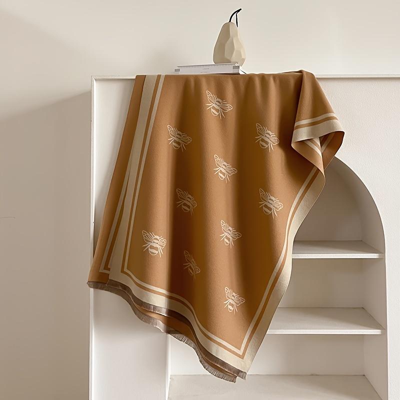 Oboustranný včelí žakárový šátek Imitace kašmíru Silný teplý třásňový šátek Podzim Zima Chladuvzdorný Neelastický šátek