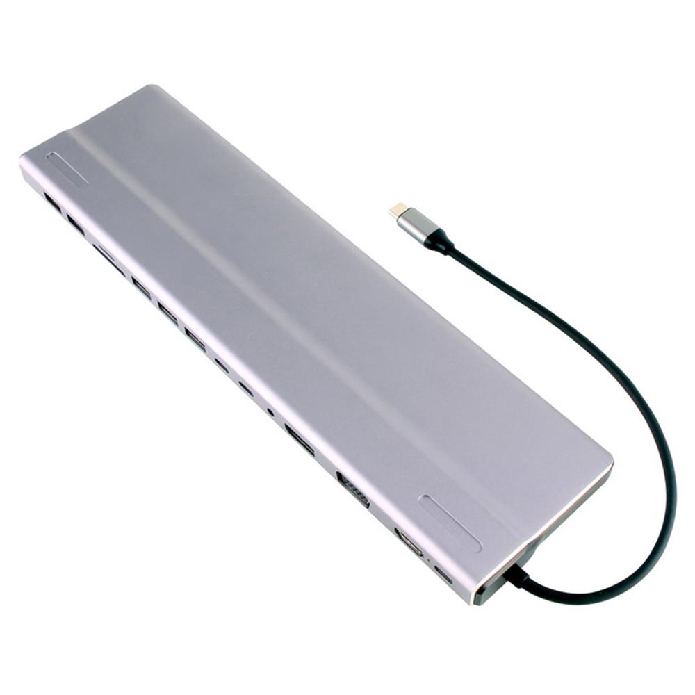 

FX-2020C 15-in-1 Type-C Hub with 4K HD,DP,VGA,100W PD Charging,USB 3.0,RJ45 Ethernet Port As Shown A