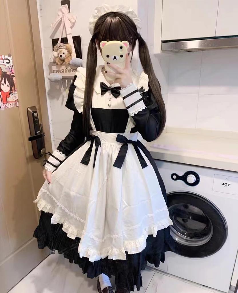 KALAOK Maid Costume, Cosplay, Adult Women's, 3-Piece Set, Cute Gothic Lolita Style, Long, Size 8289, Size S