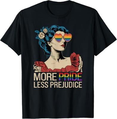 Più Orgoglio Meno Pregiudizio Mese dell'Orgoglio T-shirt LGBTQ