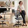Ergonomic Office Chair, Footrest, Mesh Drafting, Adjustable Height, Dark Grey