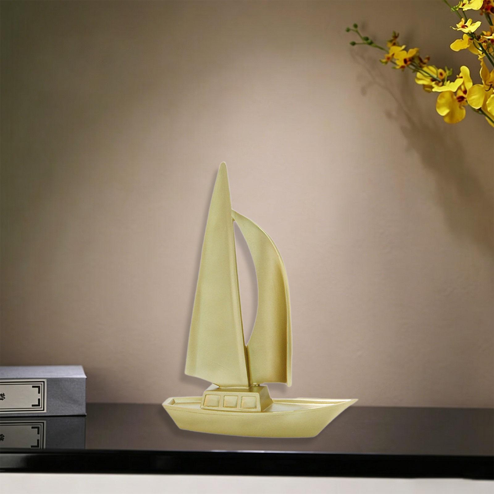 

Sailboat Statue Collectible, Art Figurine, Modern, Centerpiece Resin Figurine Simple Sculpture Tabletop Ornament for Shelf Home золотой