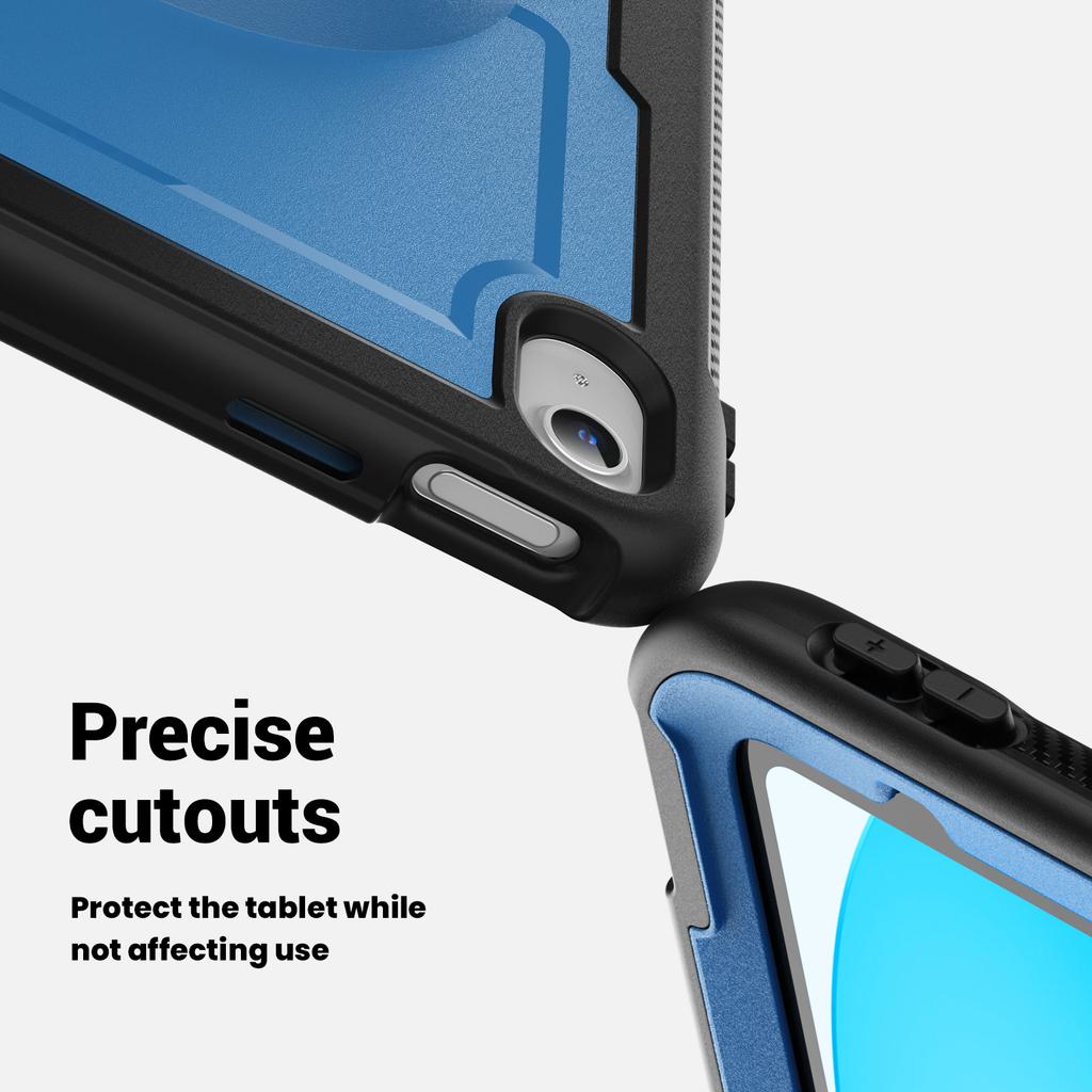 For iPad (2025)/10.9 (2022) Case Kickstand PC+TPE Tablet Cover with Hand Strap and Shoulder Strap