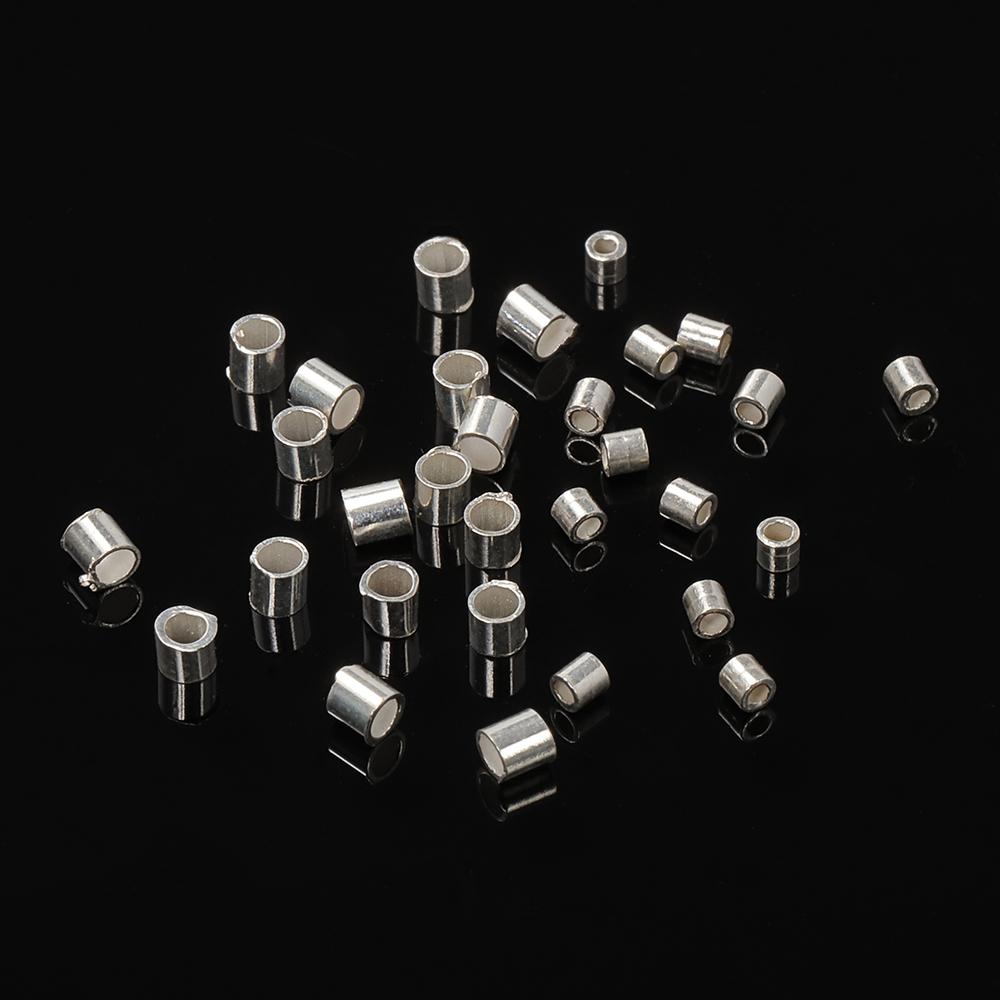 20 Stück 925 Sterling Silber Quetschperlen 1,5 mm 2 mm 2,5 mm Quetschperlen Silber Endkappen für DIY Armband Schmuckherstellung Zubehör