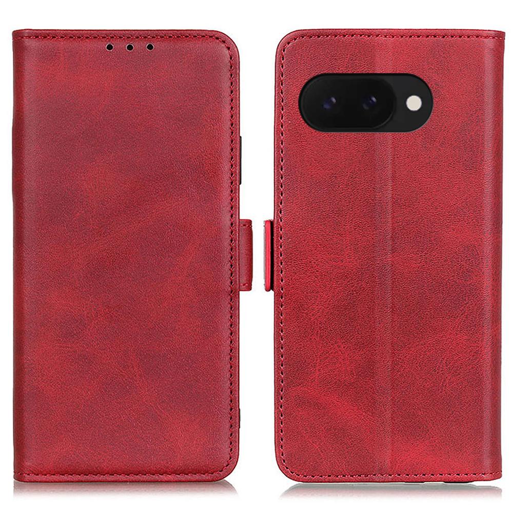 For Google Pixel 9a Case Stand Cowhide Texture PU Leather Phone Cover