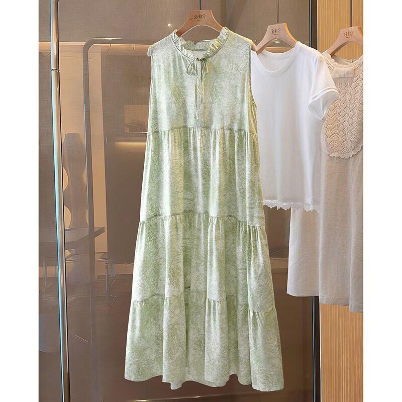 

Women s Round Neck Printed Sleeveless Midi Dress One Size