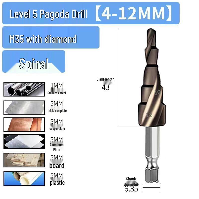

M35 Tungsten Steel Cobalt Step Drill Bit - High Hardness, Tapered Hole Punch for Stainless Steel and Metal
