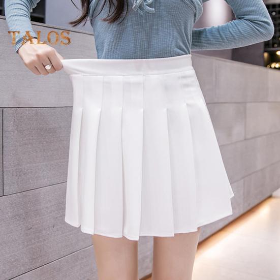 Damen-Minirock, elastischer A-Linien-Rock mit hoher Taille und Shorts-Futter, einfarbig, kurzer Rock, vielseitiger Styling-Rock