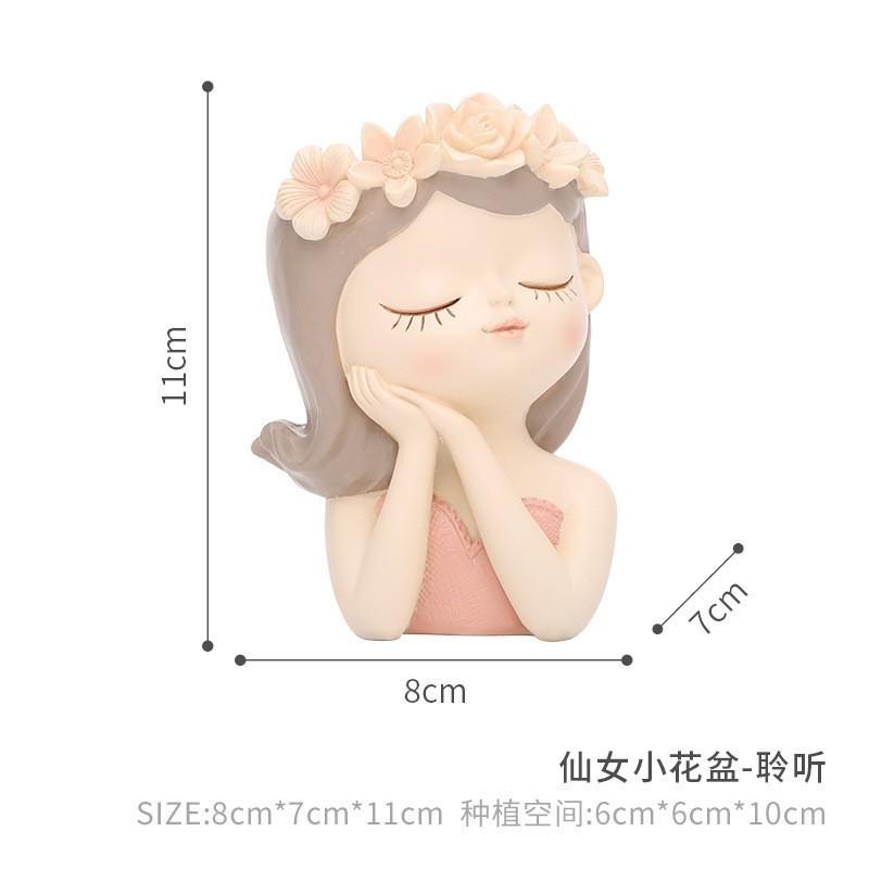 Charming Resin Succulent Planter Adorable Girl Flower Pot For Home And Garden Decor
