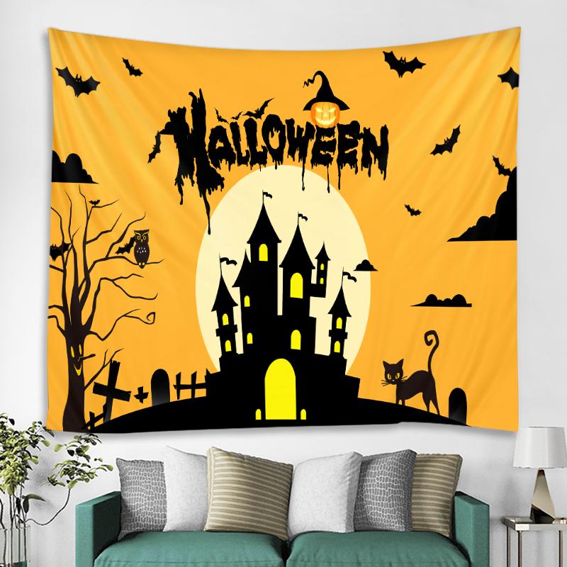 Scary Pumpkin House Halloween Home Decor Tapestry Party   Mandala Mystery Room Wall  Backdrop