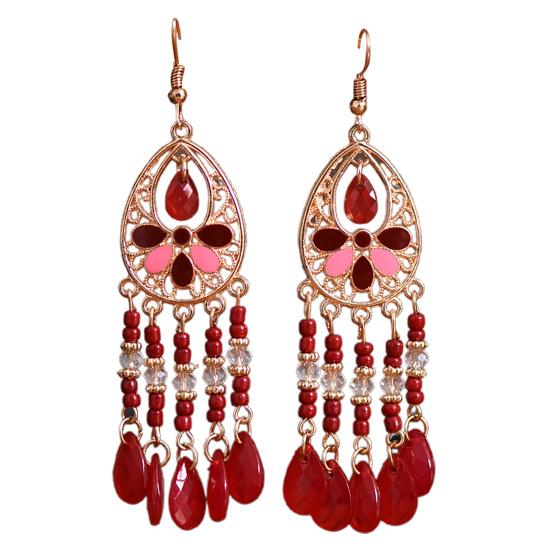 1 Pair Hook Earrings Tassels Bohemian Jewelry Long Vintage Dangle Earrings for Wedding