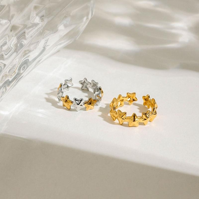 Sweet and Adjustable Opening Star Designs Stainless Steel Rings for Everyday Wear