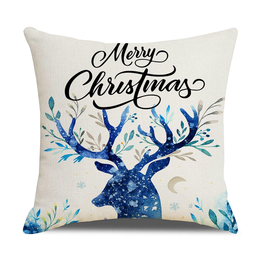 

Linen Pillowcase Merry Christmas Simple Plaid Christmas Pillowcase Cushion Cover Home Soft Decoration Cushion Cover 45 * 45Cm (excluding pillow core)