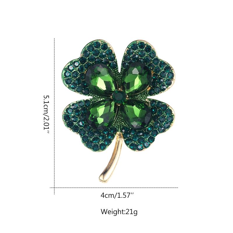Four-leaf Clover for Rhinestone Brooch Elegant Silver Crystal for Rhinestone Enamel Brooch Pins Gift for Women Vintage G