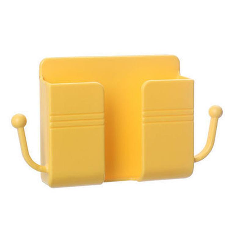 2 шт. Домашний креативный настенный органайзер, коробка для хранения, настенный держатель для пульта дистанционного управления, мобильного телефона, вилки, зарядный многофункциональный держатель, подставка жёлтый