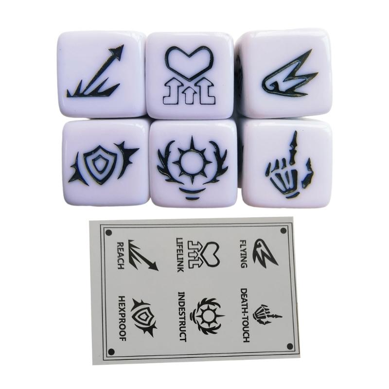 Acrylic 6 Sided Round Corner Dices Keyword Pattern Role Playing Dices for Table Game, Classroom Teaching Easy to Use