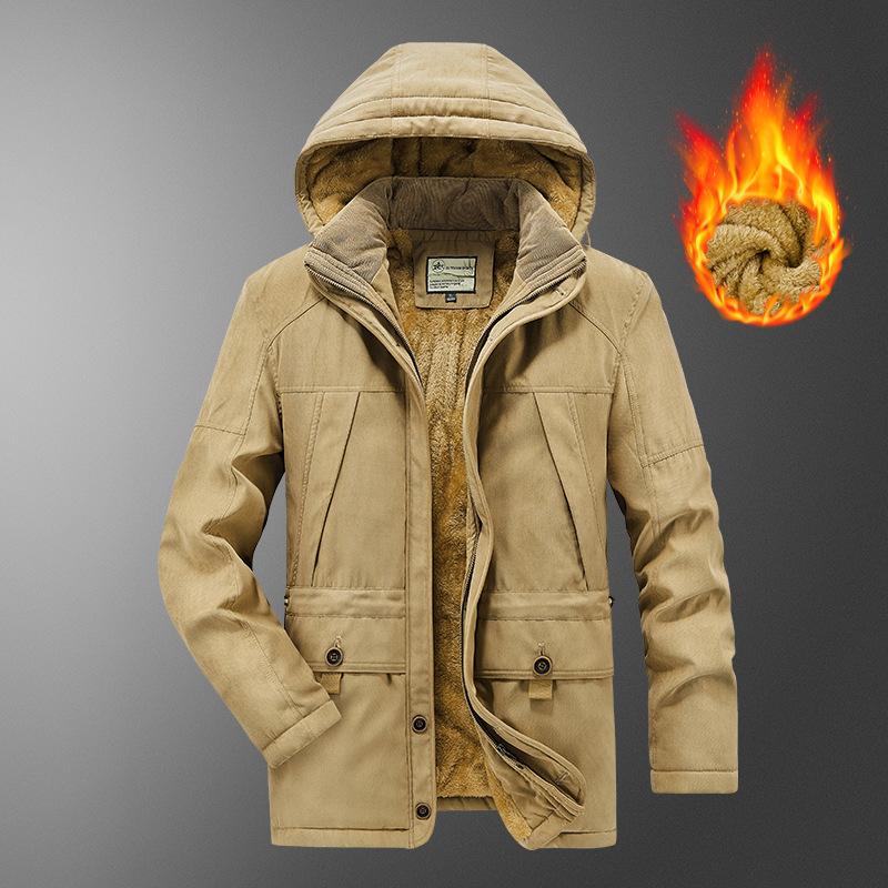 Men's Fleece Thickened Large Size Loose Middle-aged and Young People's Cotton-padded Clothes Outdoor Tooling Cotton-padded Jacket