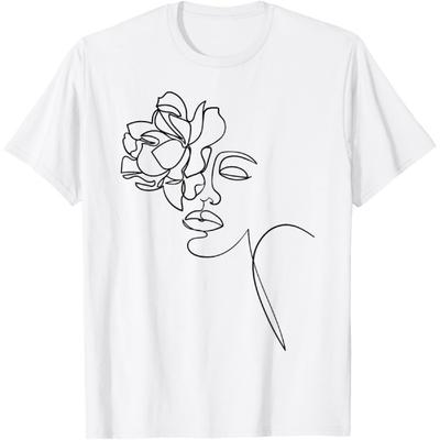 Hand Drawn One Line Art Face T-Shirt