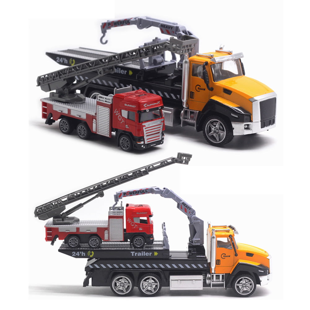 1/42 2 ks tlakově lité záchranné vozidlo Hasičské auto se stahovacím světlem pro děti s hudebním modelem
