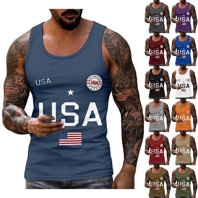 Homens Camisas 4 de Julho EUA Musculosa Sem Mangas Camisetas Patrióticas