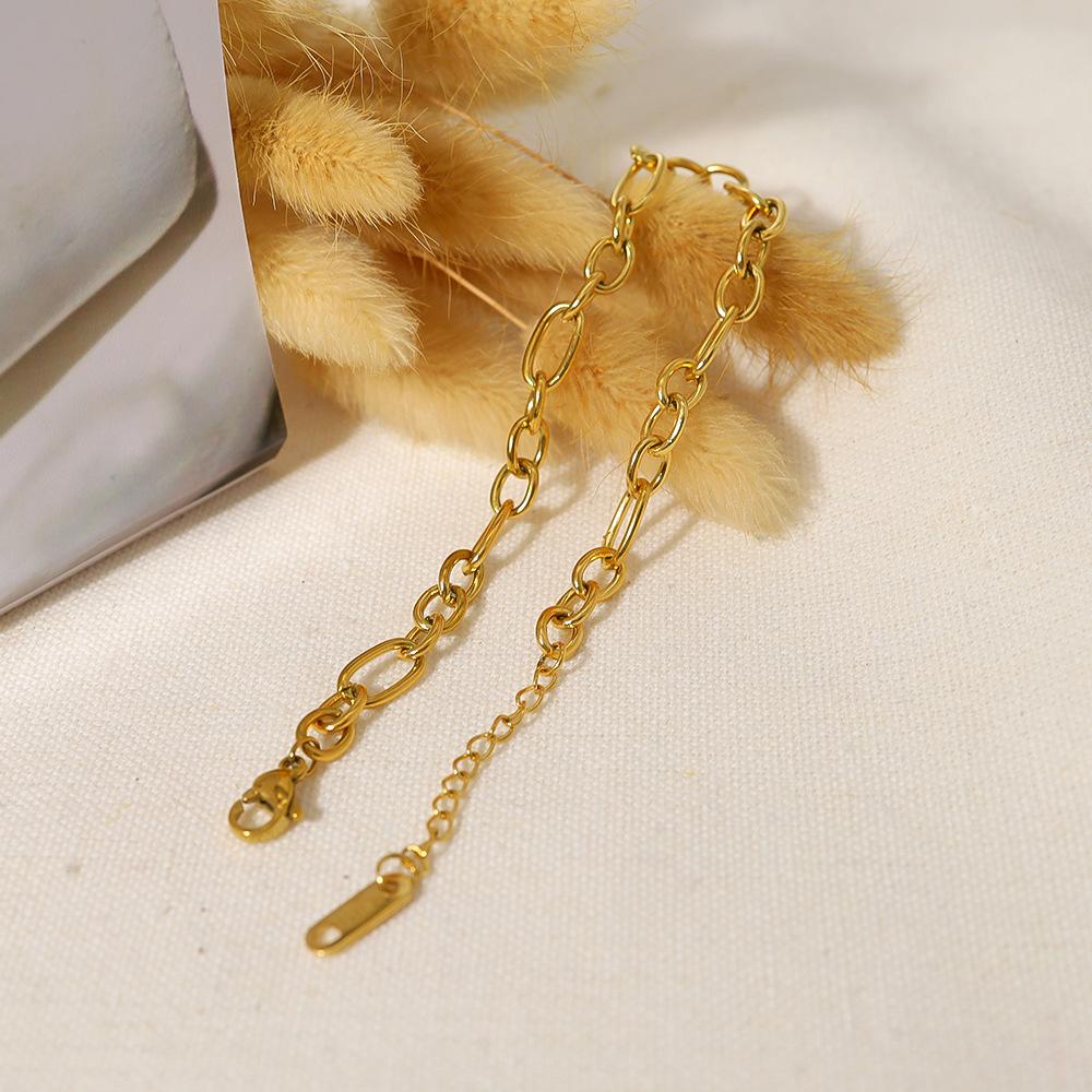 Wind Real Gold Single-layer Chain Stainless Steel Bracelet Daily Commute Women's Versatile Bracelet Titanium Steel Jewelry
