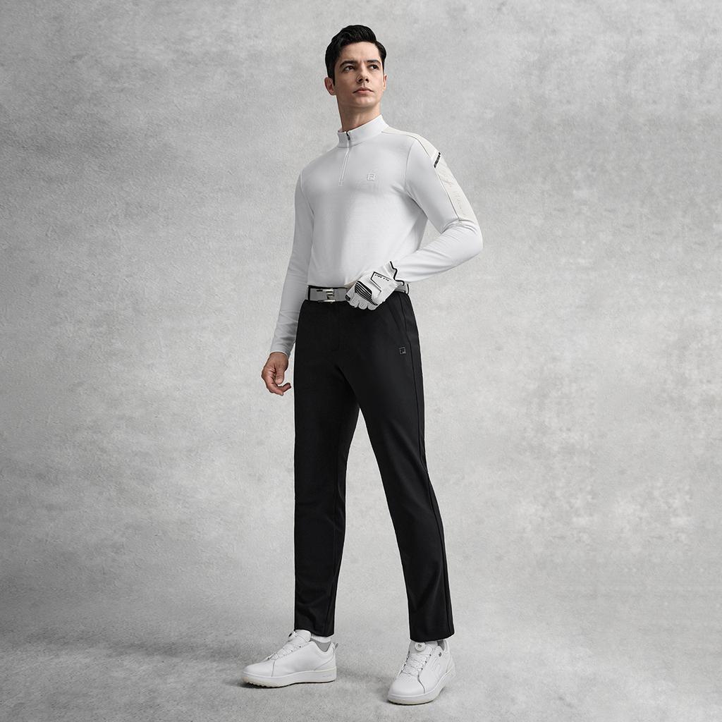 FILA Fleece Lined Warm Simple Comfortable Stylish Golf Versatile Straight Leg Knit Casual Pants Men bottoms A11M615603F-BK