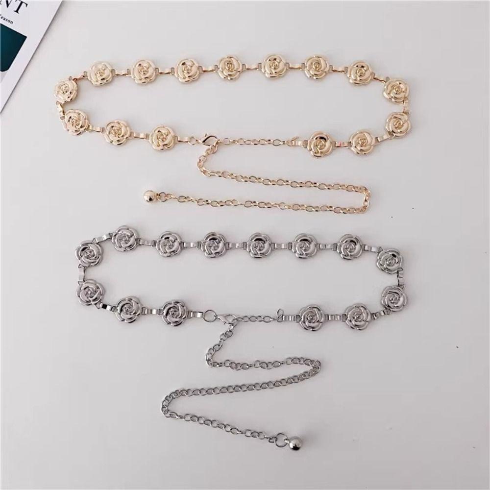 Gold Silver Chain Belt High-end Design Metal Chain Waistband Fashion Dress Belt Chain  Women