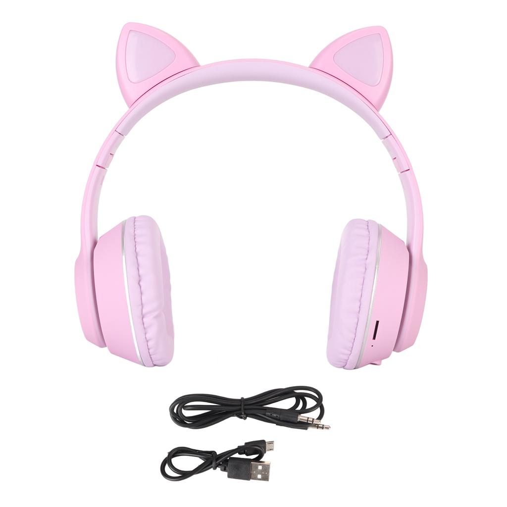 Bluetooth-Headset mit Katzenohren, HiFi-Stereo, integriertes Mikrofon, unterstützt Speicherkarte, Line-in-Kopfhörer